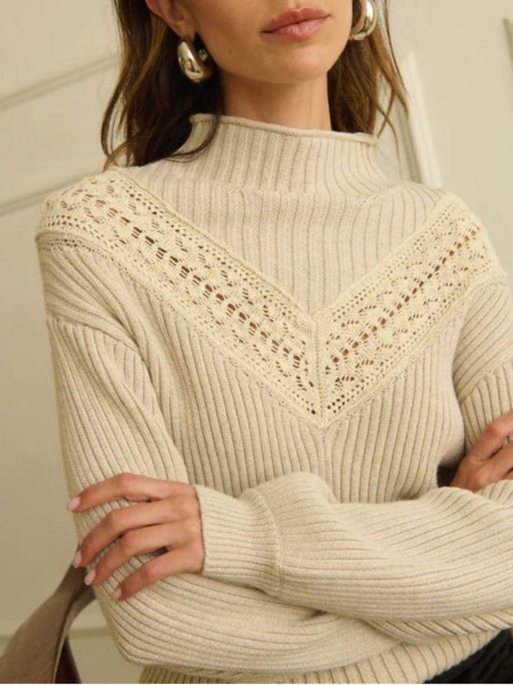 NWT Nation LTD Cassandra Mock Neck Oatmeal Sweater Size Small